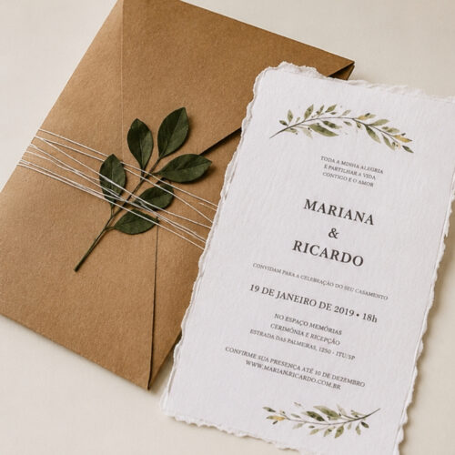 Partecipazione di nozze Botanica Kraft